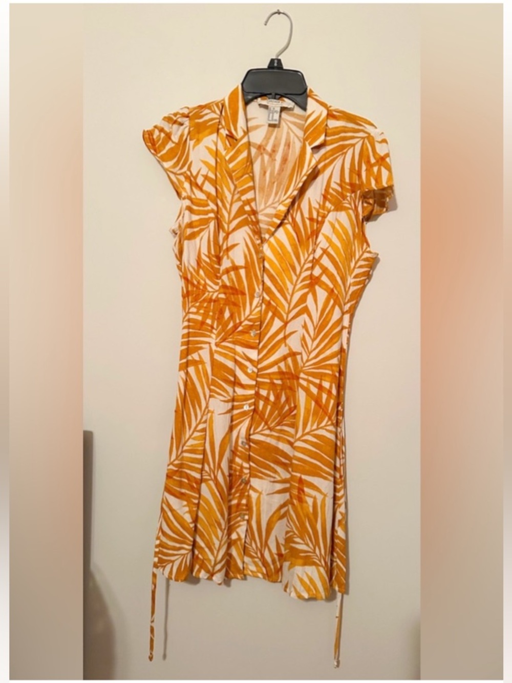 Forever 21 Orange and White Palm-Print Mini Dress